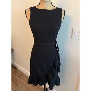 Calvin Klein Sleeveless Belted Ruffle Bottom Dress Size 2